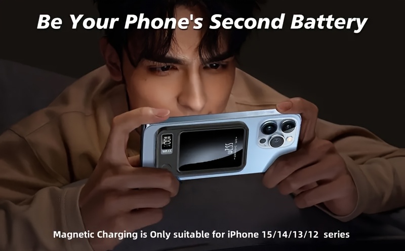 Nowy wzór5000/10000 miliamperów magnetyczna absorpcja bezprzewodowa ładowarka bankowa 22.5W/PD20W odpowiednia dla Apple 15pro/14max/13/12 dla telefonów Android (USB/Type-C) przenośna ładowarka z wyświetlaczem mocy LED do podróży na zewnątrz awaryjne zasilanie mobilne