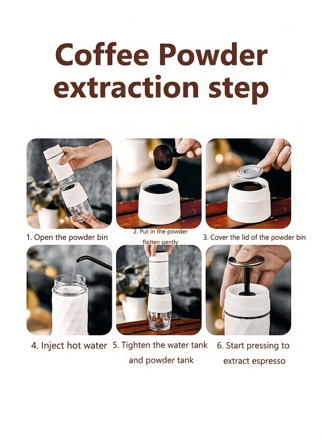 CAFELFFE 3 w 1 Klasyczny Ręczny Urządzenie do Przygotowywania Espresso, Przenośna Okrągła Maszyna do Kawy z Matowym Wykończeniem, Filtr Wielokrotnego Użytku, Wielofunkcyjne Użytkowanie, Nie Potrzebne Elektryczność, Pojemność Mniej niż 1L